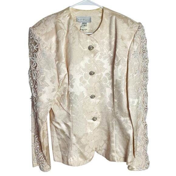 Vintage Scott Mcclintock Damask Blazer Jacket Womens 14 Blush Pink Cottagecore - Picture 1 of 10